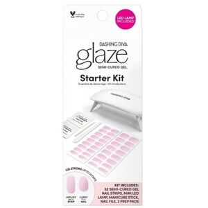 Dashing Diva Glaze Starter Nail Art Kit + Mini LED Lamp in Lovely Pink - 32pc